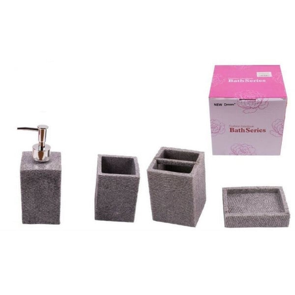 SET 4 ACCESSORI BAGNO SS0098 IN CERAMICA PORTA SAPONE PORTA SPAZZOLINO DISPENSER