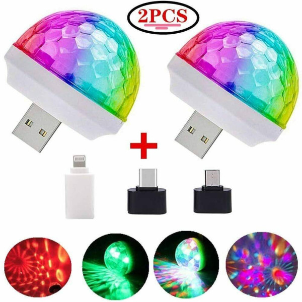 2 LUCI MAGICHE MAGIC BALLS LED USB SMARTPHONE DISCOTECA PARTY LED8272