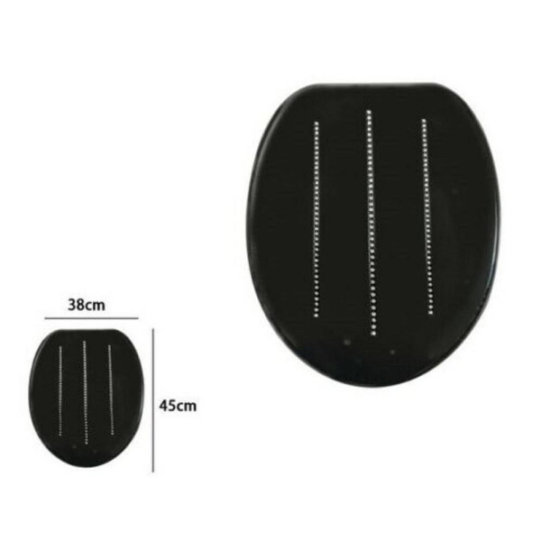COPRIWATER COPRI WATER SEDILE WC BAGNO UNIVERSAL MDF NERO RIGHE STRASS