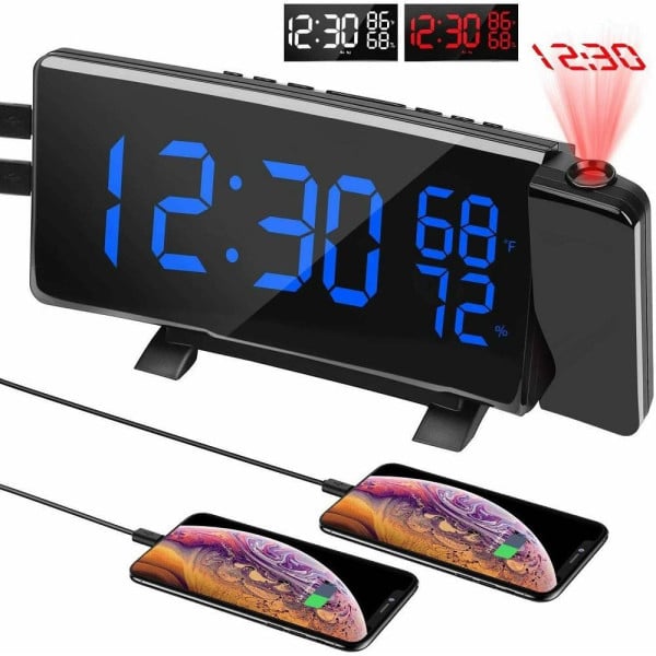 SVEGLIA OROLOGIO DIGITALE TAVOLO LED CURVO PROIETTORE RADIO FM YGH313S