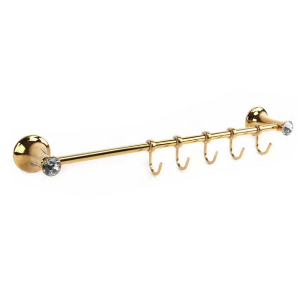 PORTA ASCIUGAMANI 5 GANCI SUPPORTO ARREDO BAGNO CUCINA DORATO DGO-099