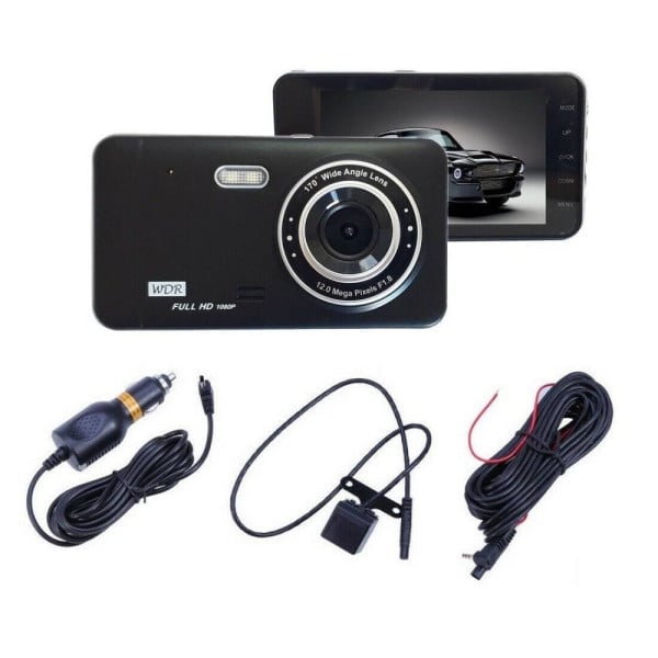 DVR TELECAMERA VIDEOREGISTRATORE AUTO 2 TELECAMERE HD DISPLAY 4" GT19