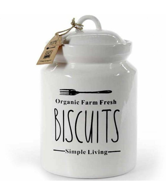 BISCOTTIERA BARATTOLO BISCOTTI MUFFIN DOLCI IN CERAMICA BIANCA SCRITTE
