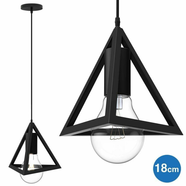 LAMPADARIO LAMPADA SOSPENSIONE PIRAMIDE 18CM DESIGN MODERNO NERO