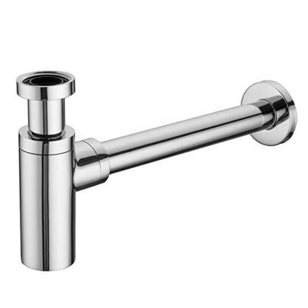 SIFONE A BOTTIGLIA LAVANDINO SCARICO 1" 1/4 LAVABO CROMATO CON ROSONE