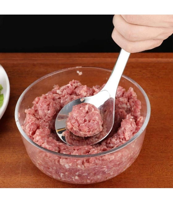 2PZ CUCCHIAIO ANTIADERENTE UTENSILE DA CUCINA STAMPO PER POLPETTE IN ACCIAIO