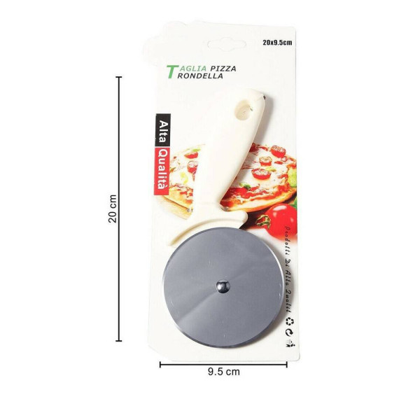 ROTELLA TAGLIA PIZZA ACCIAIO COLTELLO RUOTA CUCINA RISTORANTE 20X9,5CM