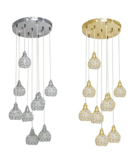 LAMPADARIO SOFFITTO PLAFONIERA ORO ARGENTO ATTACCO G9 LUCE 6500K B37