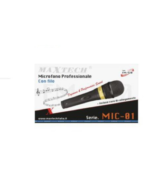 MICROFONO CON CAVO DINAMICO 3.2 MT XLR-JACK ON/OFF MIC-01 FM-868
