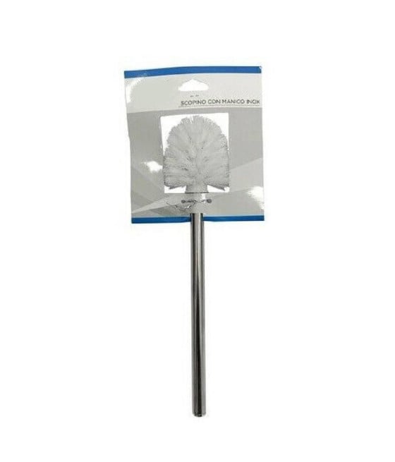 SCOPINO RICAMBIO WC BAGNO TOILETTE CON MANICO ACCIAIO INOX SPAZZOLONE