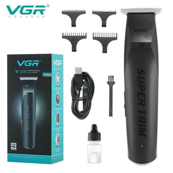TRIMMER REGOLABARBA ELETTRICO PROFESSIONAL RICARICABIL V229 SENZA FILI