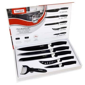 Acquista Coltelli da cucina in acciaio inossidabile Set di strumenti  Forbici per coltelli da cucina forgiati Pelapatate in ceramica Affettatrice  per coltelli da cucina Custodia regalo