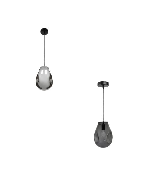 LAMPADARIO SOSPENSIONE E27 DROP VETRO ARGENTO GRIGIO SCURO IP20 LP-20