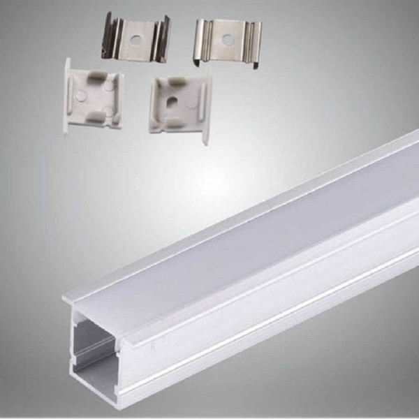 10 PROFILI IN ALLUMINIO 2MT COPERTURA OPACA PER STRIP LED STRISCE AL16