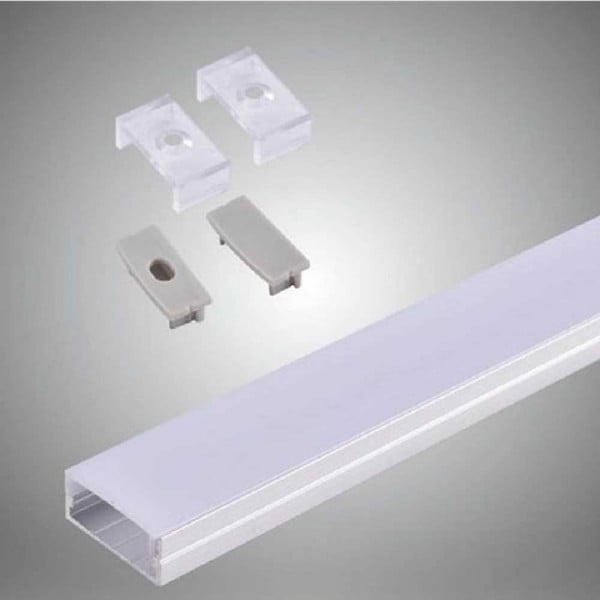 10 PROFILI ALLUMINIO 2MT SLIM COPERTURA OPACA STRIP LED STRISCE AL-14