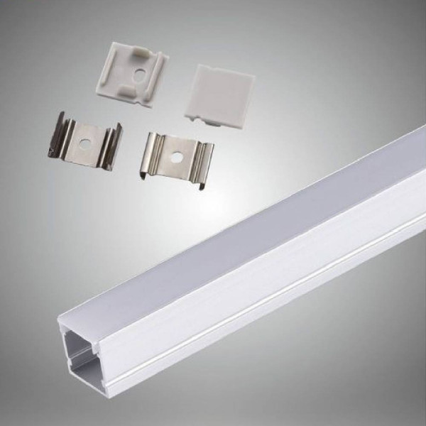 10 PROFILI ALLUMINIO BARRA 2MT COPERTURA OPACA STRIP LED STRISCE AL-15