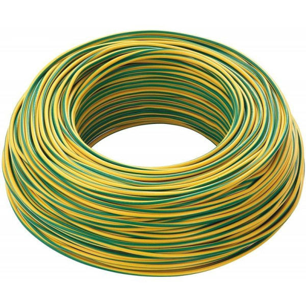 CAVO GIALLO VERDE 100 MT ISOLATO UNIPOLARE 1X2,5 ANTIFIAMMA MATERIALE ELETTRICO