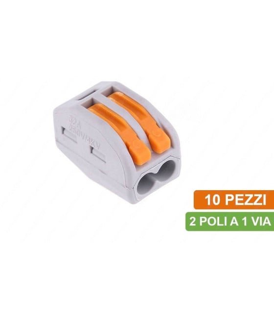 CONNETTORI MORSETTI CONFEZIONE 10 CONNETTORI UNIVERSALI 2 POLI A 1 VIA