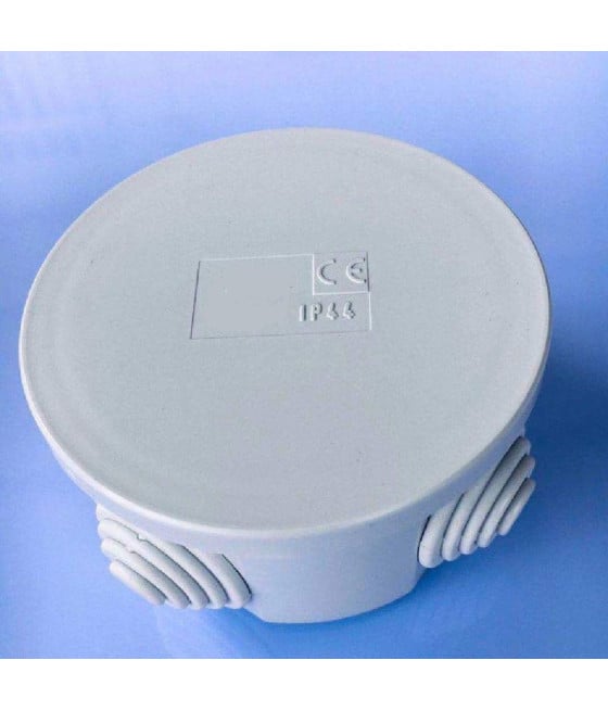 SCATOLA STAGNA CASSETTA ROTONDA COPERCHIO A PRESSIONE 80X40 PASSACAVI
