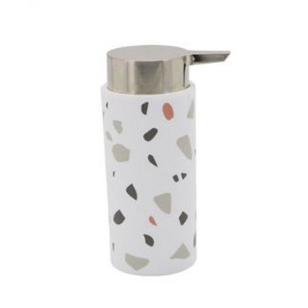 DISPENSER PORTASAPONE CILINDRICO GRANIGLIA BIANCO IN PLASTICA 69839