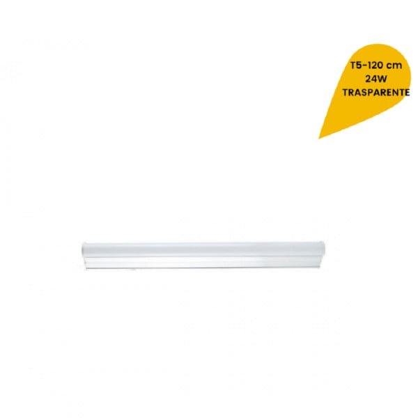 PLAFONIERA LED NEON T5 SOTTOPENSILE VETRO TRASPARENTE 24W 120CM T5-120