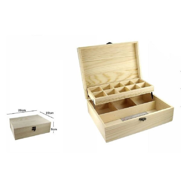 SCATOLA LEGNO PORTAGIOIE CASSETTIERA 2 RIPIANI BACHECA GIOIELLI 63812