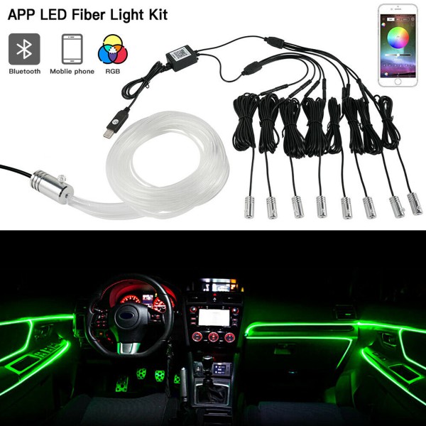 striscia led fluorescente luci ambiente illuminazione auto con app  smartphone