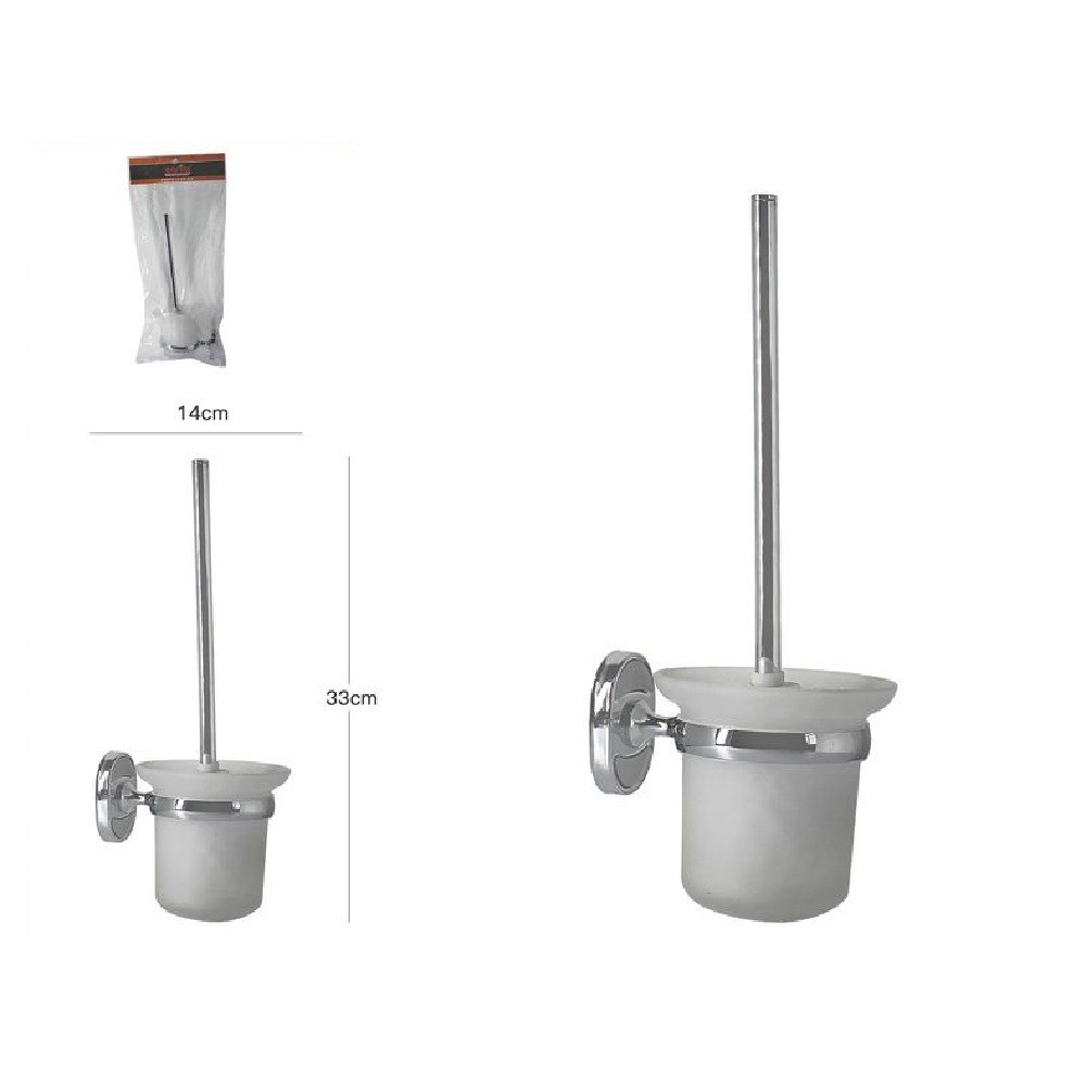 Portascopino WC a parete da bagno di 7,6 cm fabbricato in metallo e vetro  Victoria Roca - Habitium®