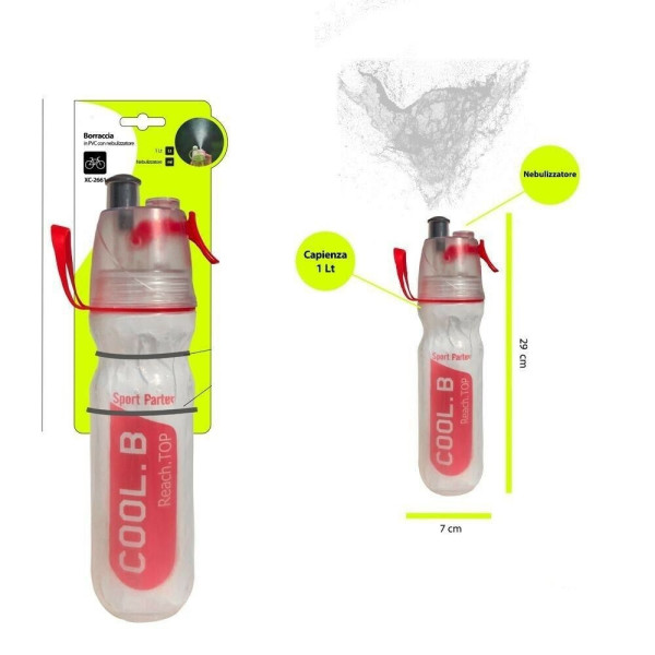 BORRACCIA 1 LITRO IN PVC CON NEBULIZZATORE SPORT PER BICI BICICLETTA