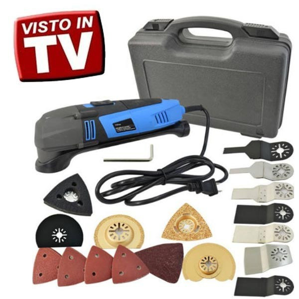 ATTREZZO ELETTRICO MULTI TOOL SET UTENSILE RASCHIETTO ROTATORIO CON 19 ACCESSORI