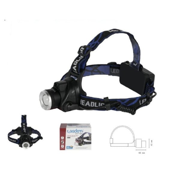 TORCIA LED DA TESTA FRONTALE RICARICABILE INDUZIONE CREE T6 REGOLABILE