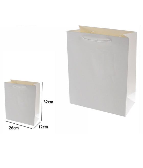 SET 3PZ BUSTE BORSA REGALO 32X26X12 CM 69900 BIANCO CON MANICO CORDINO