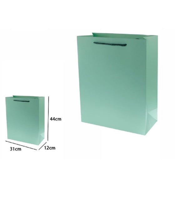 SET 3 PZ BUSTE BORSA REGALO 44X31X12 CM 69909 VERDE CON MANICO CORDINO