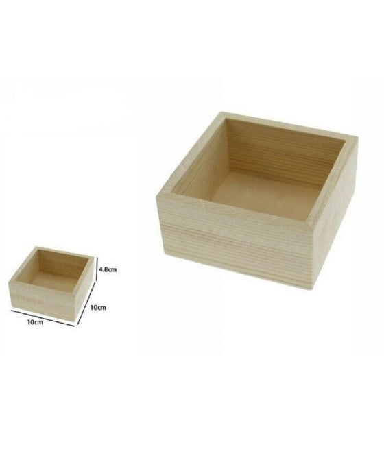 SET 2PZ BOX SCATOLA IN LEGNO NATURALE 10 X 10 X 4.8 CM DECOUPAGE 71197