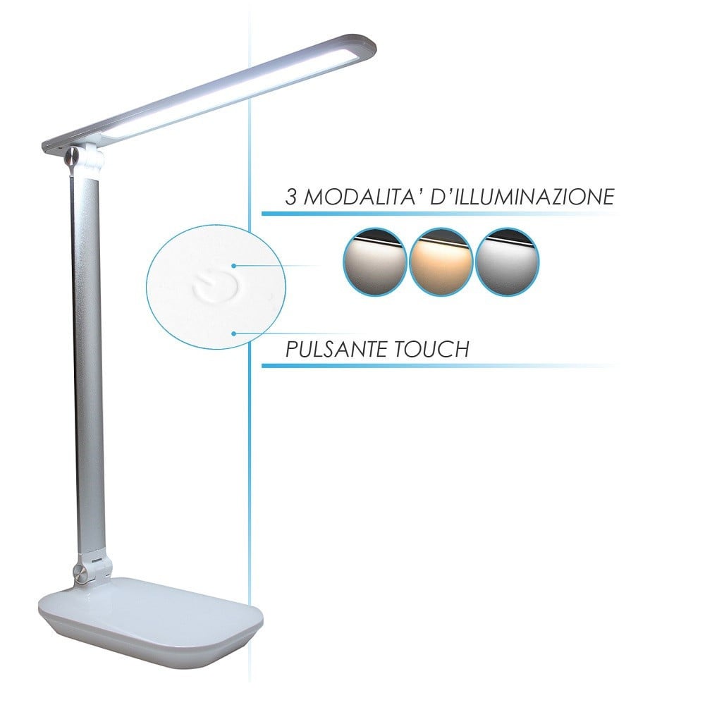 LAMPADA LED RICARICABILE DA TAVOLO TOUCH BRACCIO PIEGHEVOLE DT-2682