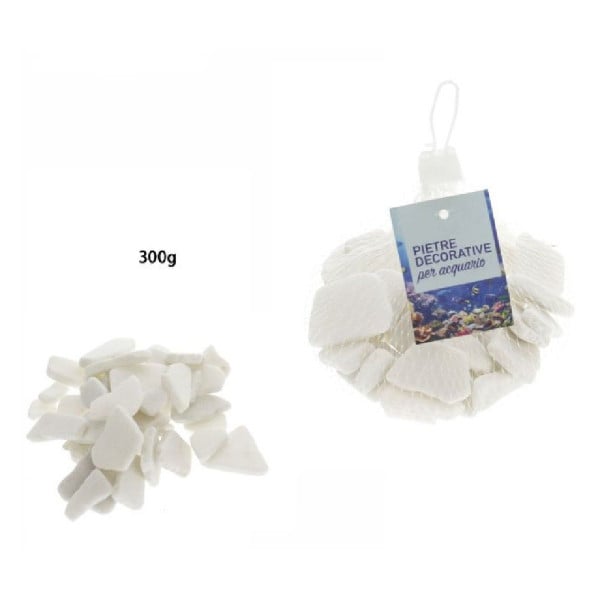 PIETRE DECORATIVE PIATTE ACQUARIO BIANCHE 300GR DECORAZIONE GIARDINO