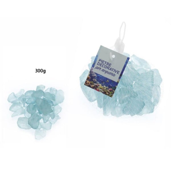 PIETRE SASSI SASSOLINI DECORATIVI AZZURRE ACQUARIO 300 GR. DECORAZIONE