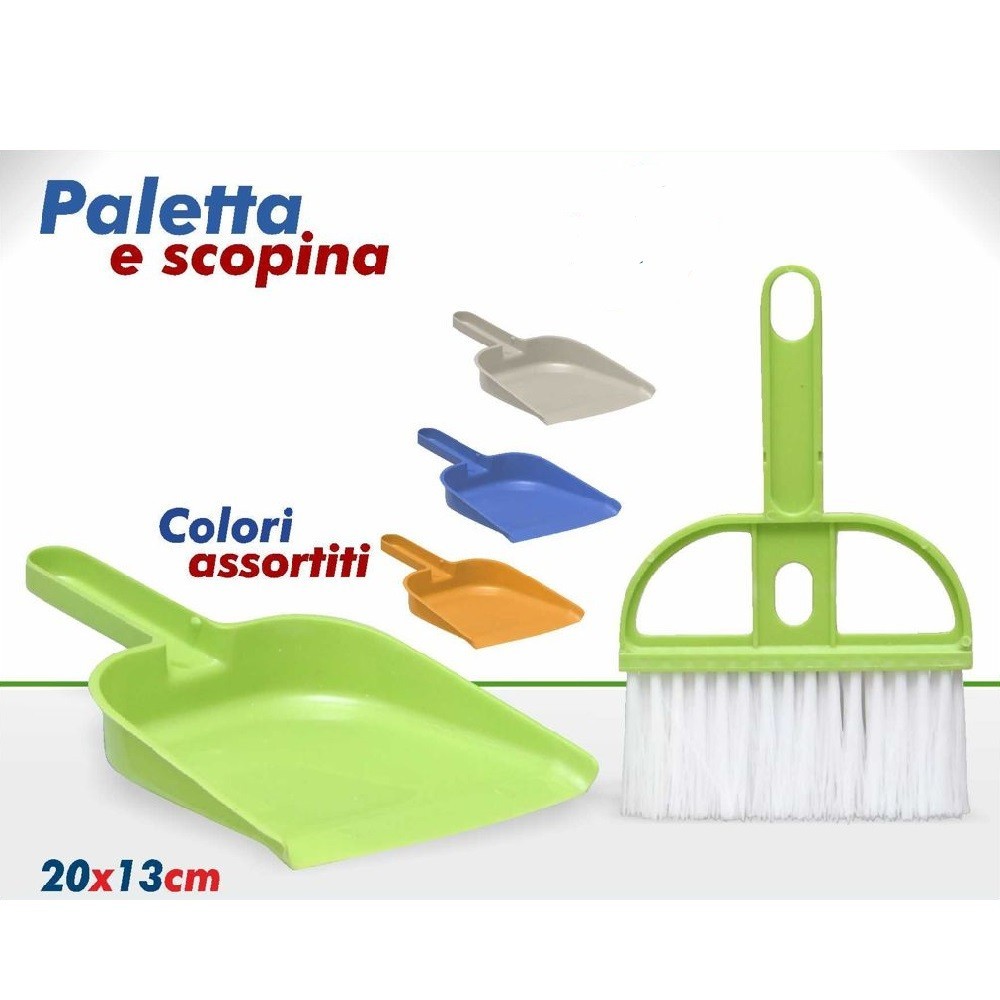 Trade Shop - Set 12 Pezzi Paletta Pala Per Scopa Polvere Plastica Colorate  31x23cm