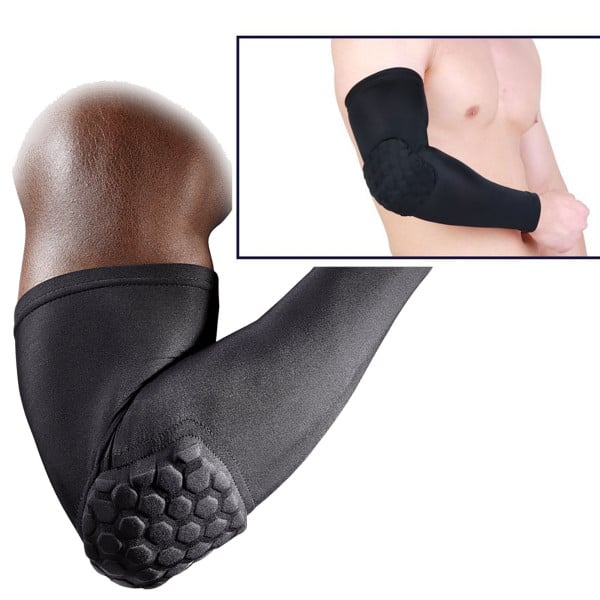 GOMITIERA FASCIA PER GOMITO MANICOTTO A COMPRESSIONE CON PROTEZIONE HEX L NERO