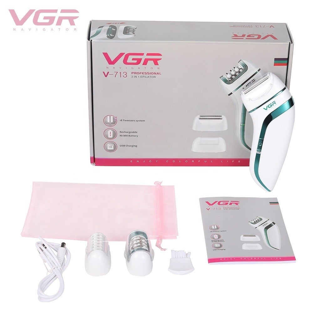 VGR V-713 Epilatore Professionale 3in1 Ricaricabile Depilazione Precisa