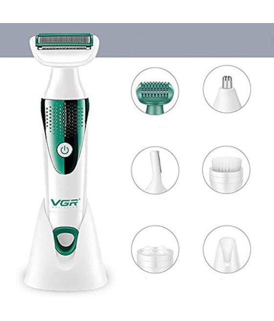 VGR V-720 Kit Epilatore 5in1 Donna Trimmer Rasoio Testine Intercambiabili