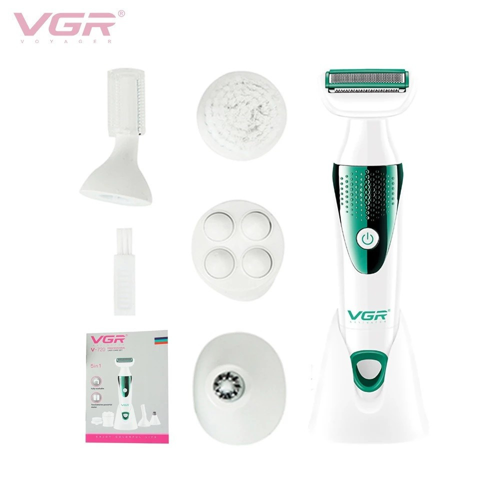 VGR V-720 Kit Epilatore 5in1 Donna Trimmer Rasoio Testine Intercambiabili