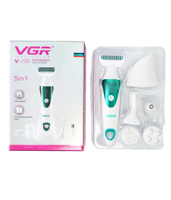VGR V-720 Kit Epilatore 5in1 Donna Trimmer Rasoio Testine Intercambiabili