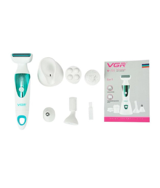 VGR V-720 Kit Epilatore 5in1 Donna Trimmer Rasoio Testine Intercambiabili
