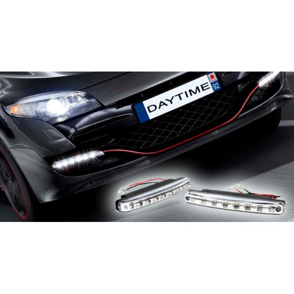 KIT COPPIA LUCI AUTO 6 LED FANALE DAYTIME DIURNE ALTA LUMINOSITA' LUCE BIANCA