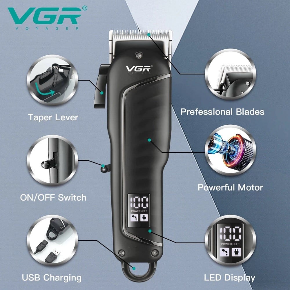 Tagliacapelli Professionale VGR V-683 | Clipper Barber Rasoio Regolabarba