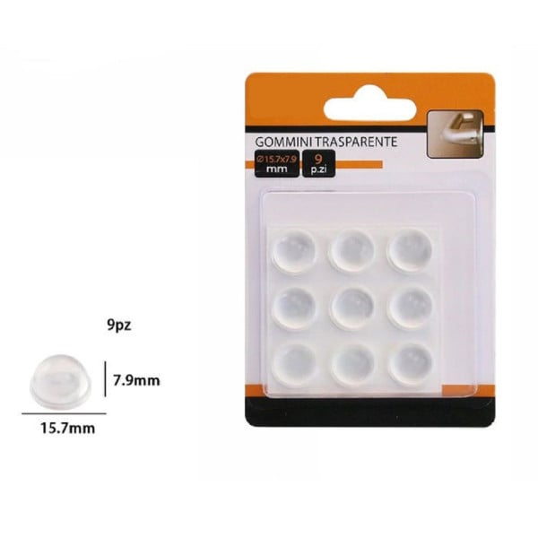 9 GOMMINI ADESIVI PROTEZIONE PAVIMENTI TRASPARENTI ROTONDI 15.7X7.9MM