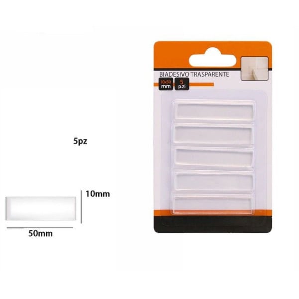 SET 5 STRISCE GOMMINI BIADESIVO TRASPARENTE PROTEZIONE 10X50 MM 66100