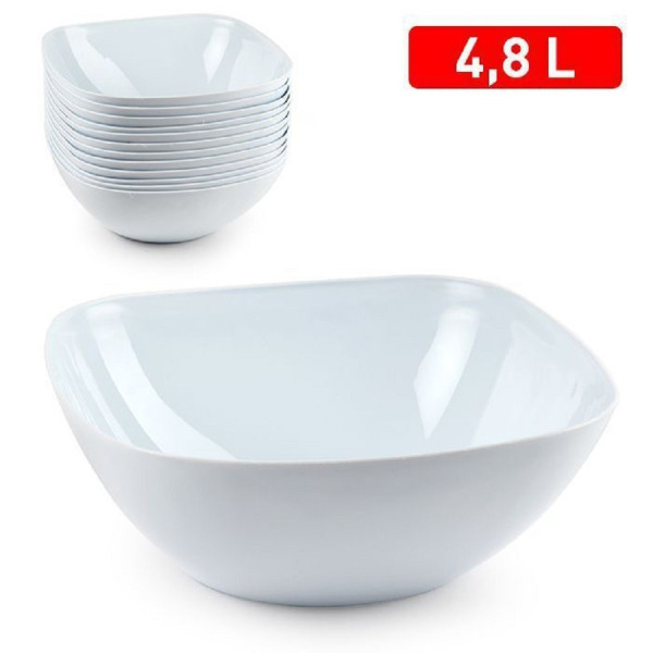 SET 12 PZ CIOTOLA GRANDE QUADRATA OPALE BIANCA 4,8 LT SERVIZIO PIATTI