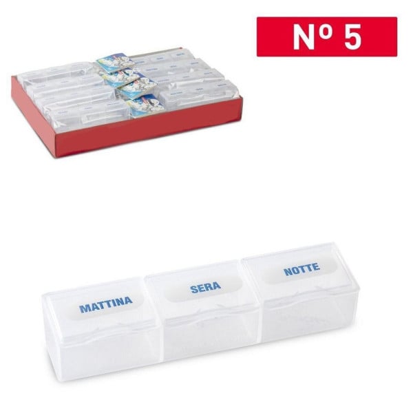 SET 2 PEZZI PORTA PILLOLE PORTAPASTIGLIE 3 SCOMPARTI DOSI GIORNALIERI